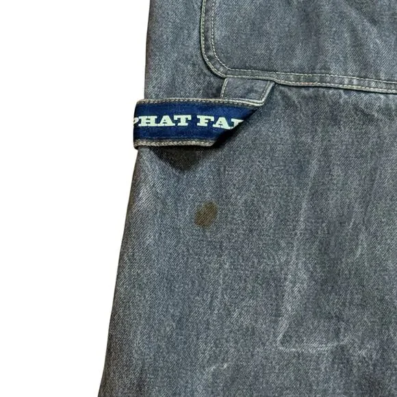 VTG Phat Farm Jeans Mens Phat Farmers Stone Washed Charcoal Tan Stitch 32/34
